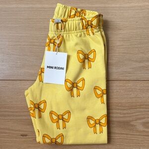 Mini Rodini - Yellow Bow Sweat Pant - Size 128/134 or 7-9Y - NWT